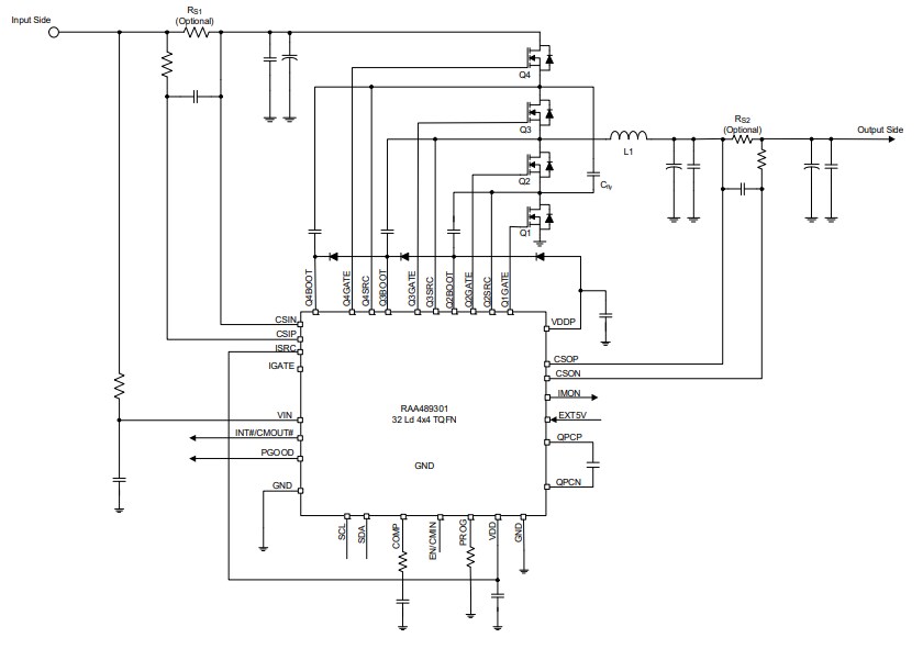 Application Circuit Diagram - Renesas Electronics RAA48930x 3-Level Synchronous Buck Controllers